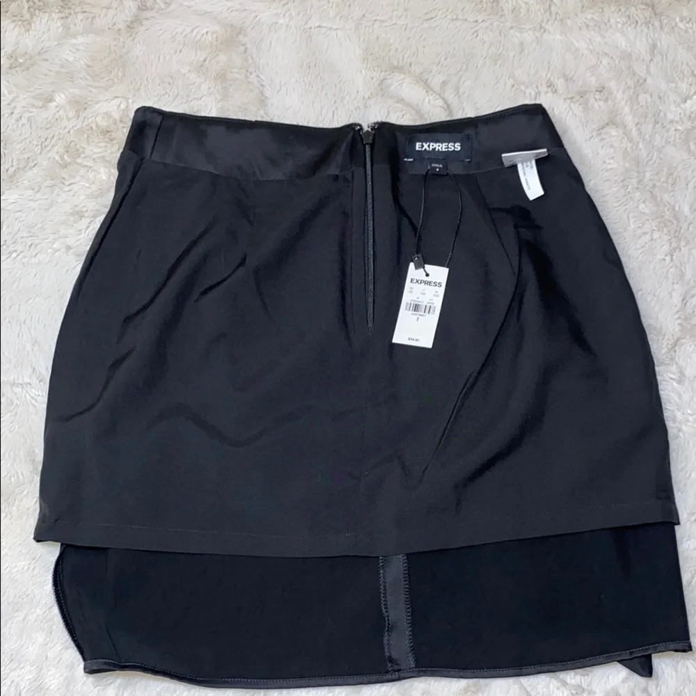 Express Black Asymmetrical Wrap Mini Skirt